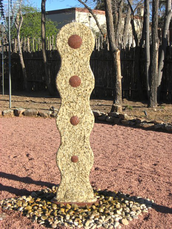"Links #5; Rise and Fall ,Granite fountain, Granite Inlay. 81" x 24" x 12" Available from Artist"