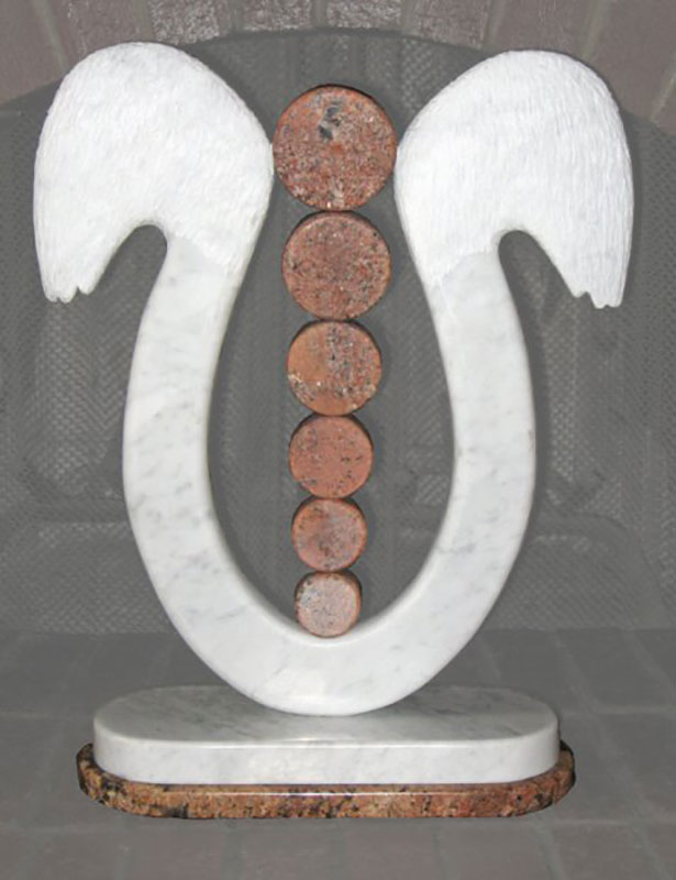 "Sixty Blessings 2009 Custom 60th Birthday Sculpture, marble, granite. 18" tall"