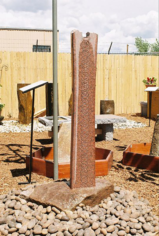 "Life Cycles Imperial Red Granite, Boulder pond fountain. 58" x 27" x 14" "